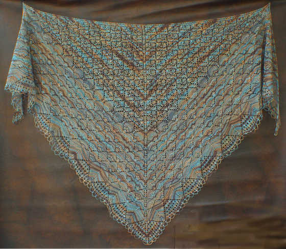 Bobble Lace Flowers Triangle Shawl